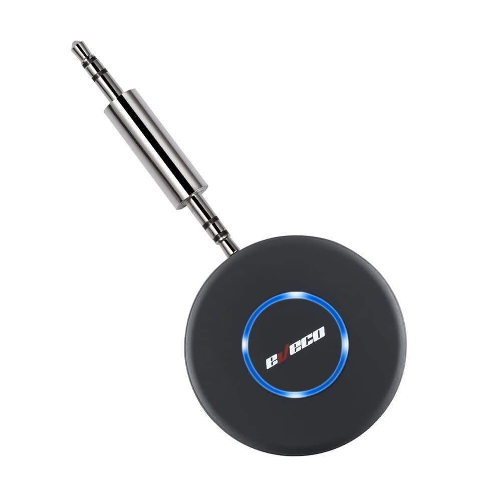 eveco Bluetooth Receiver and Car Kit Mini Wireless Audio Adapter (Bluetooth 4.1, A2DP, Handfree, 3.5mm AUX Port) for Home and Car Audio System