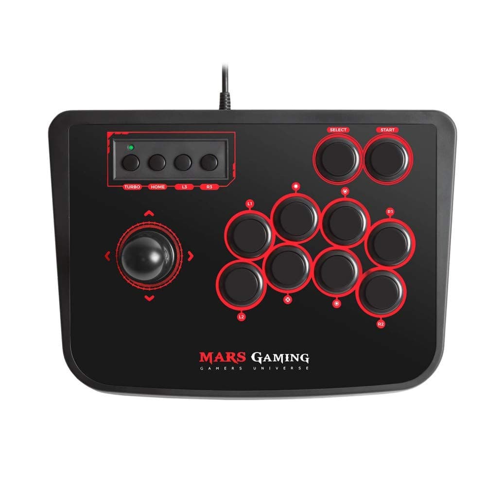 MARS Gaming MRA – Controller Retro Arcade Stick (Mechanical Switches, Turbo Mode, Ergonomic Design, 14 Buttons, High Performance Joystick), Black