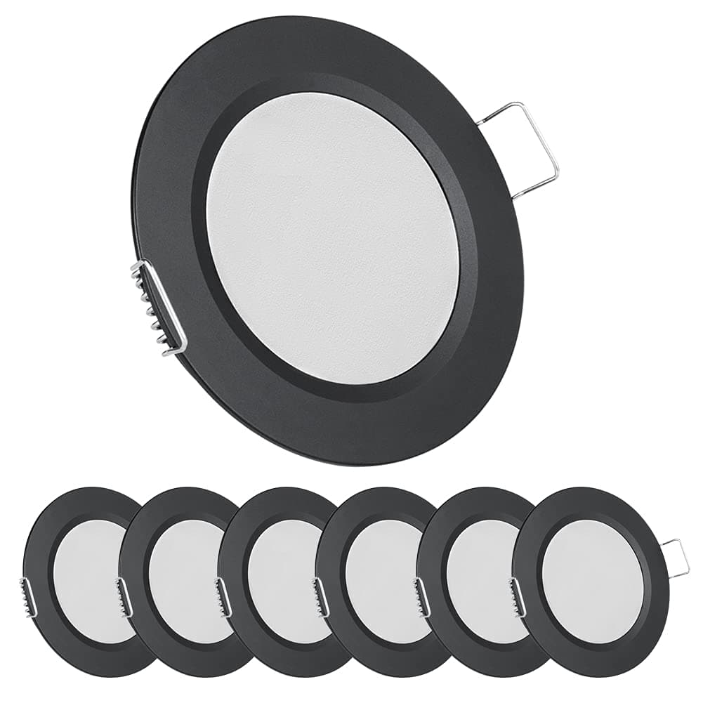 acegoo RV 2.75" Recessed LED Ceiling Light 12V Ultra-Thin Puck Light, Dimmable RV Lights Interior for Camper Van Truck Motorhome Boat Sailboat Roof Under Cabinet Lighting, 6 Pack (Black,Cool White)