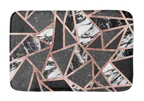 Yesstd Modern Rose Gold Glitter Marble Geometric Triangle Absorbent Super Cozy Bathroom Rug Doormat Welcome Mat Indoor/Outdoor Bath Floor Rug Decor Art Print with Non Slip Backing 30" L x 18" W Inch.