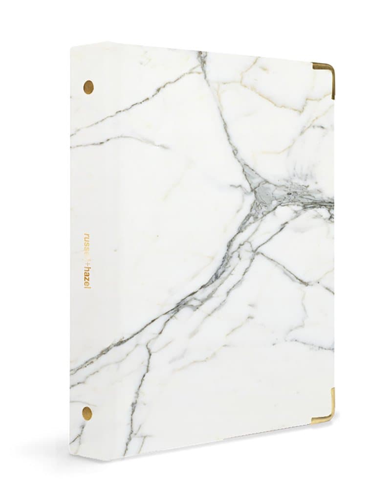 russell+hazel Mini Three-Ring Binder, Marble, Gold, 18507