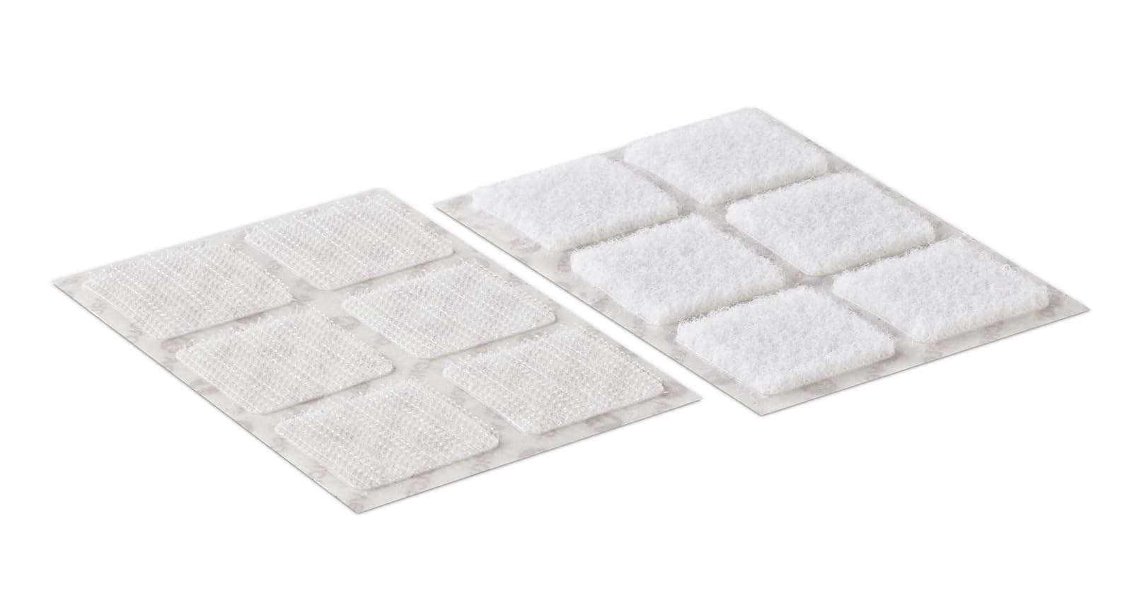 Brand Stick On Squares Double Sided Hook & Loop Self Adhesive Pre-Cut Sticky Squares Perfect for Room Décor & Home, Office, Garage Use White 25mm x 25mm Set of 24