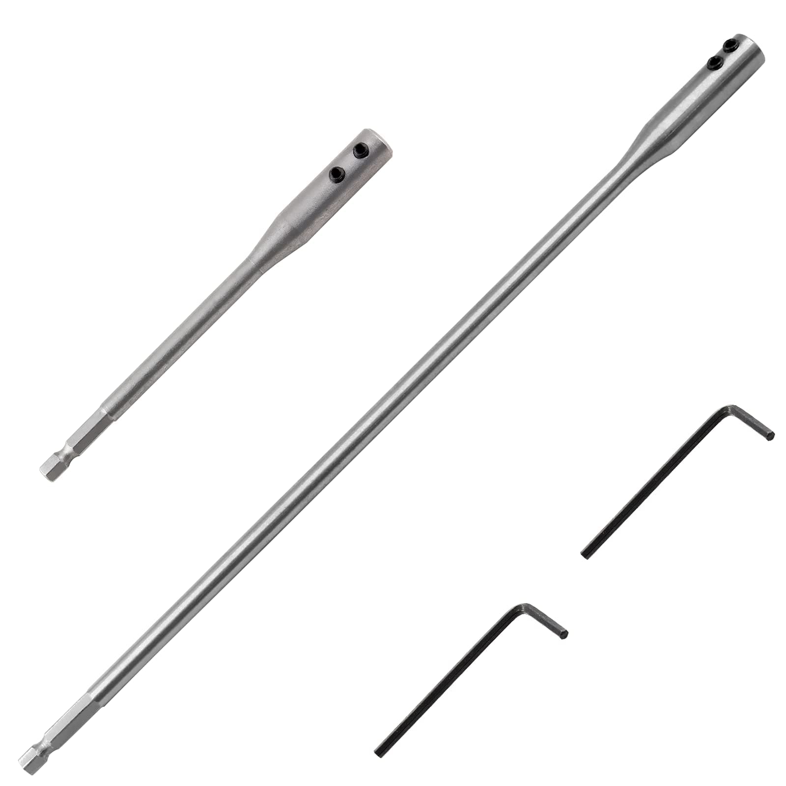 4 Pcs 1/4 Extension 6 inch Drill Bit Holder 12 inch Wood Spade Drill Bit Mini Hex Shank