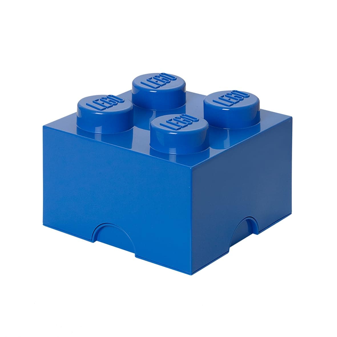 LEGO Storage Brick 4 Knobs Blue - Stackable Plastic Storage Box with Lid for Kids and Adults Ideal Desk Organizer and Toy Box - 5.6L Capacity