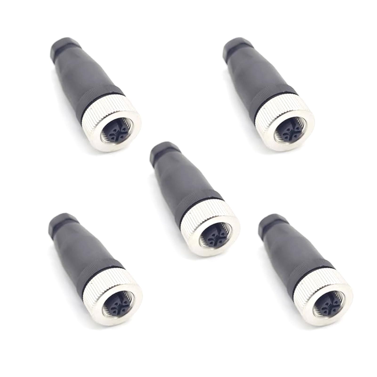 BOUUNCIY 5Pcs M12 5 Pin Female Connector, A Code Unshiled Industrial Circular...