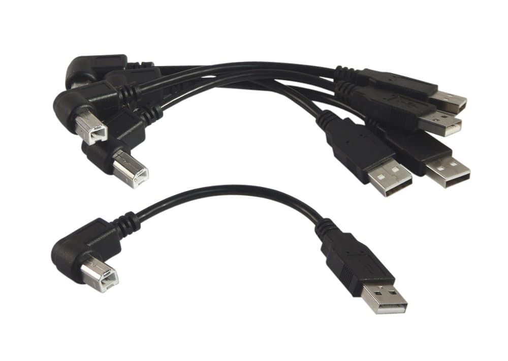 YCS basics Black USB 2.0 High Speed Printer/Scanner Right Angle Cable (0.5 Ft 5 Pack)