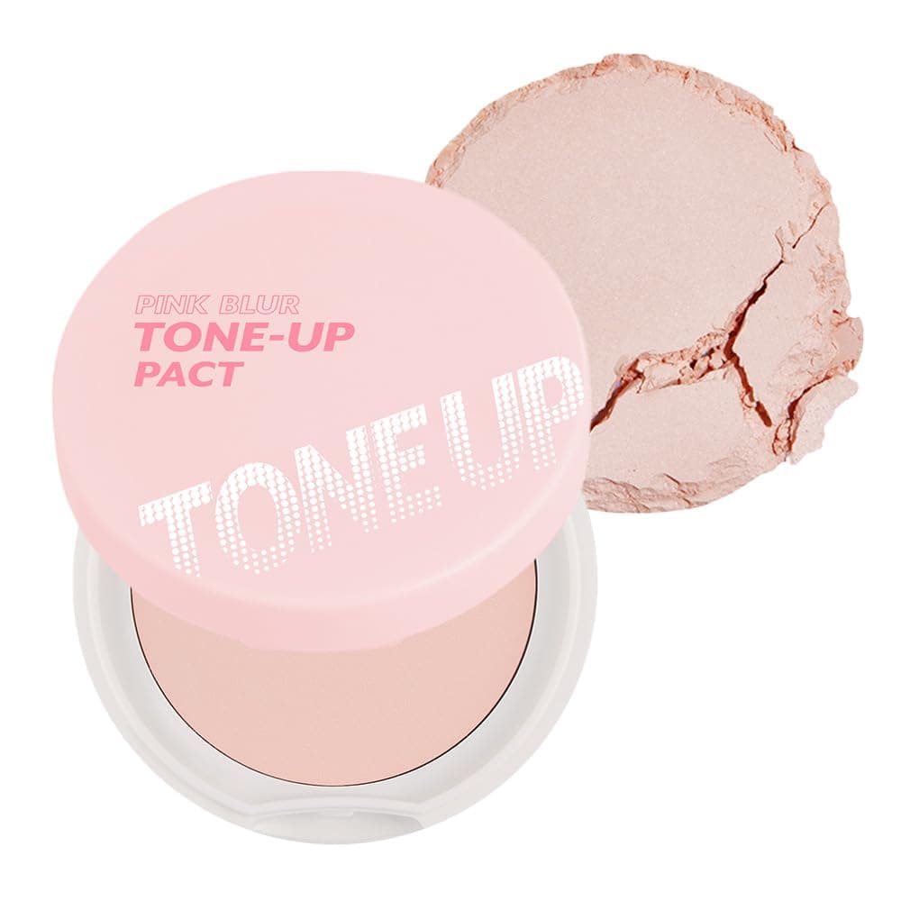 Compact - Tone-up Pact | Korean Pressed Setting Powder for Pink Blur Effect, with Calamine, Makeup Powder, Translucent Compact, Finishing Powder, Oil Control Face, Teen Girl Gifts, 0.35 Oz