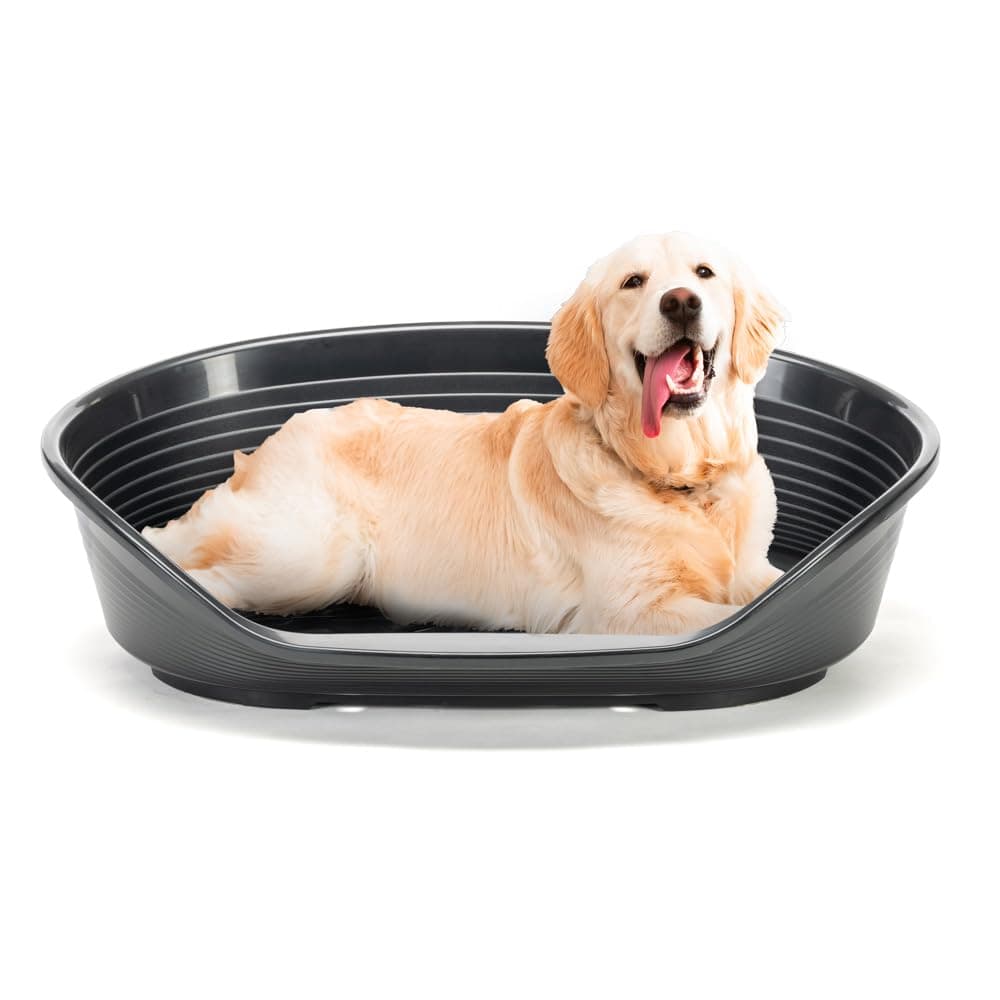 Ferplast Cat Bed, Plastic Dog Bed Extra Large, Ventilation Holes and Non-Slip Rubber Feet for Added Stability 111 x 80,5 x h. 33,5 cm. Taupe