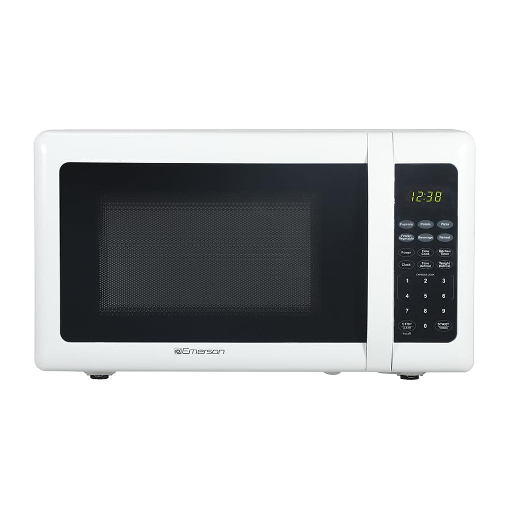 MW7302W Compact Countertop Microwave Oven with Touch Control, LED Display, 700W, 10 Power Levels, 6 Auto Menus, Glass Turntable and Child Safe Lock, 0.7 Cu., Ft. White