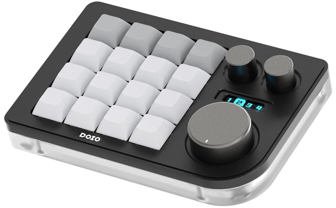KEEBMONKEY Megalodon Triple Knob Macro Pad Programmable Designer Mini Keyboard 16 Keys (Black)