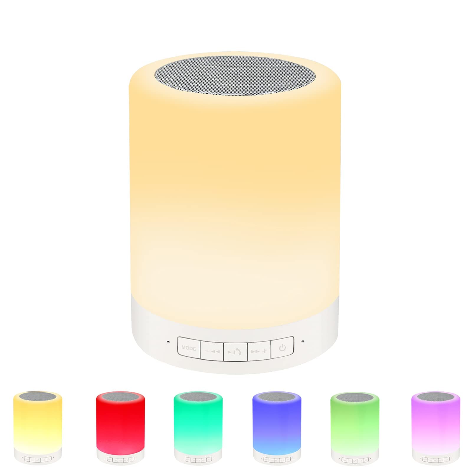 REAWUL Touch Bedside Lamp with Bluetooth Speaker, Table Night Light 3 Touch Dimmable Modes and 7 Colors to Switch, Birthday Gift for Women Men Teens Kids
