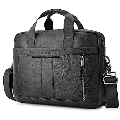 SPAHER Mens Leather Laptop Bag Briefcases for Men 15.6 Inch Leather Briefcase Business Work Laptop Handbag Shoulder Bag Messenger Bag with Removable Strap
