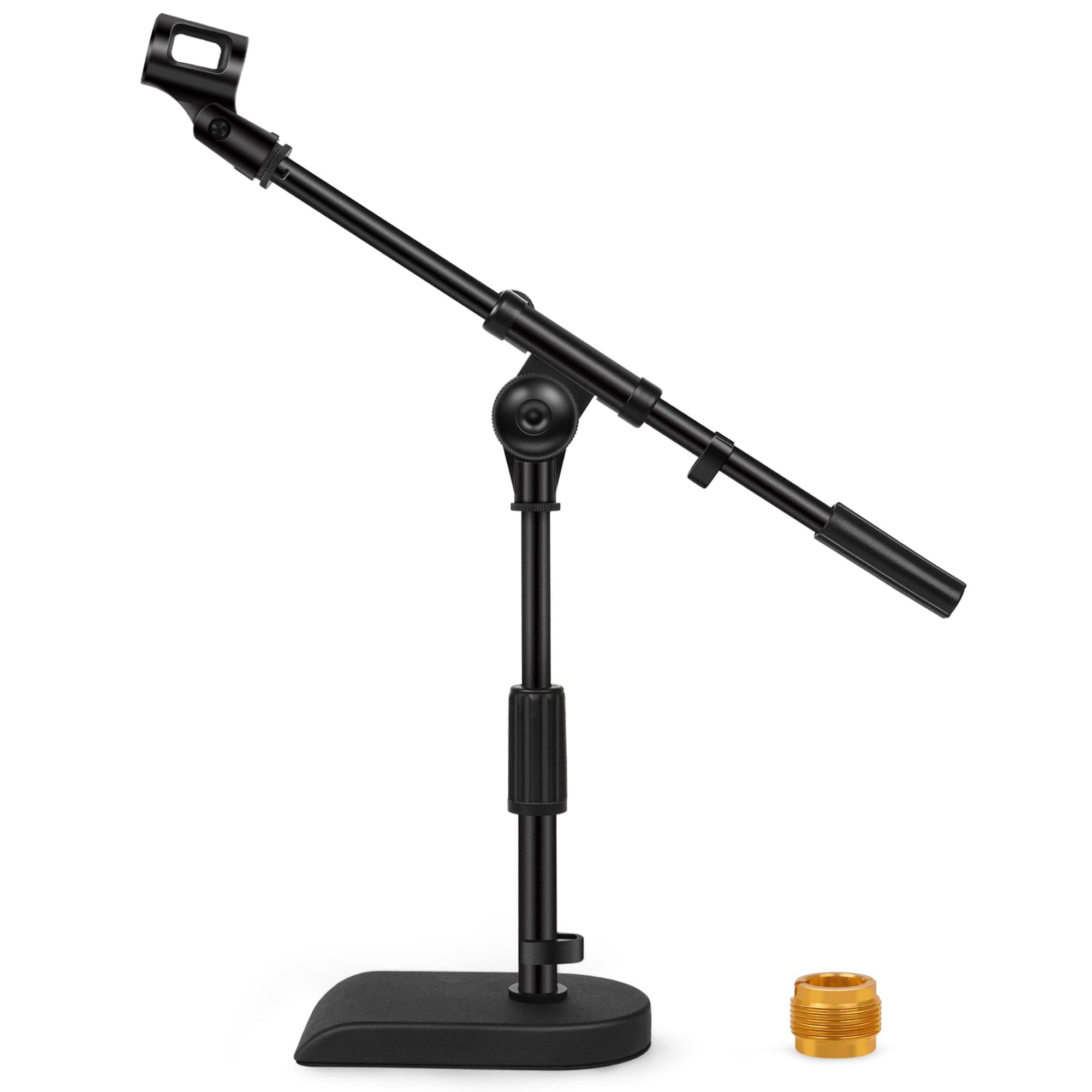 InnoGear Adjustable Desk Microphone Stand, Weighted Base with Soft Grip Twist Clutch, Boom Arm, 3/8/'' and 5/8/'' Threaded Mounts for Blue Yeti and Blue Snowball, Kick Drums, Guitar Amps, Black