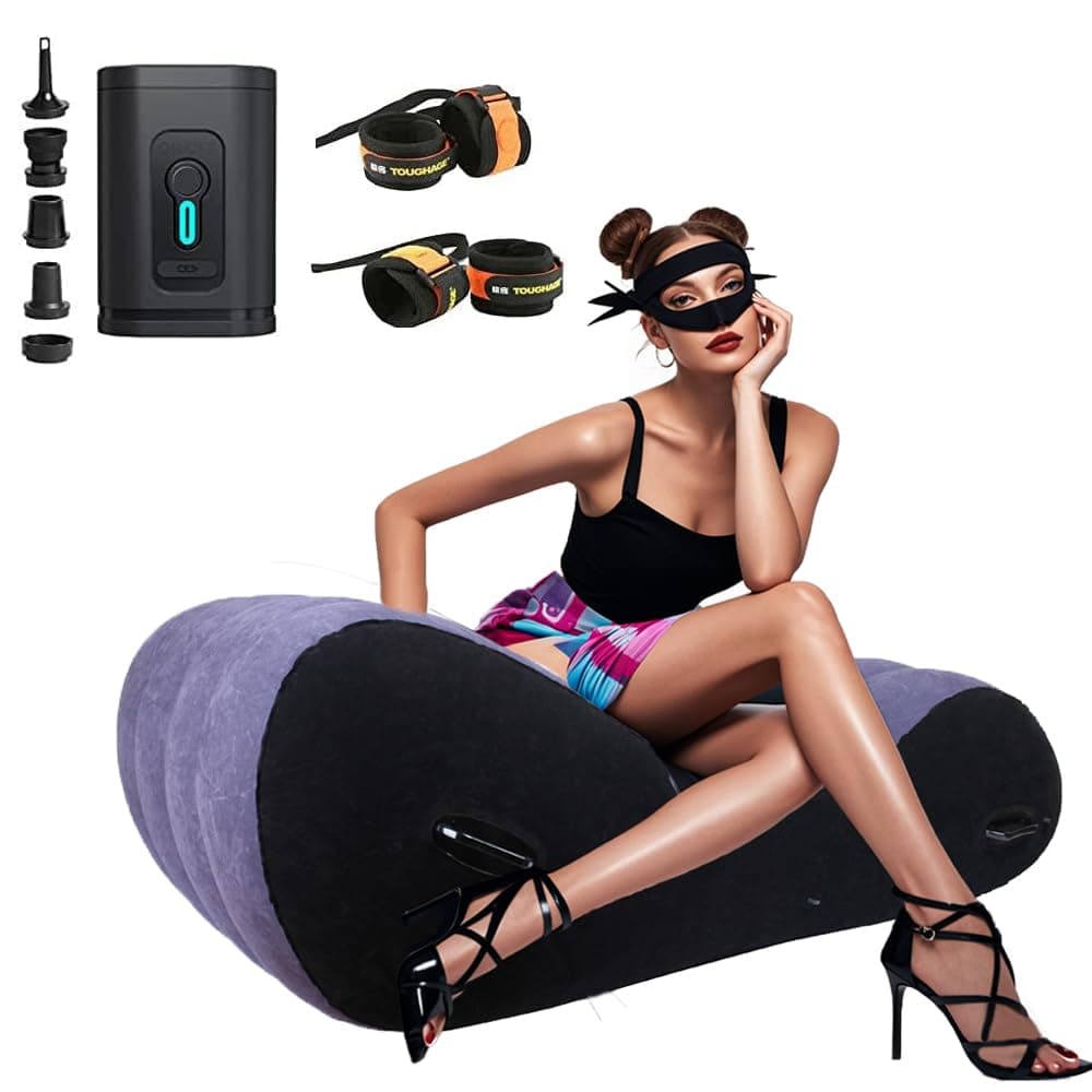 S-Shaped Inflatable Chair with Mini USB Air Pump Multifunctional Sofa for Indoor Living Room Bedroom
