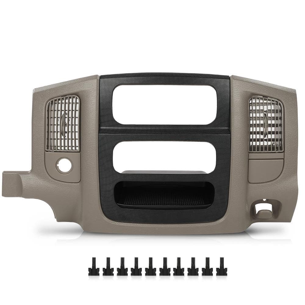 PIT66 Dash Center Radio Bezel Trim Panel w/Storage Box Compatible with Dodge Ram 1500 2002-2005/Fit Dodge Ram 2500 3500 2003-2005 Beige Black