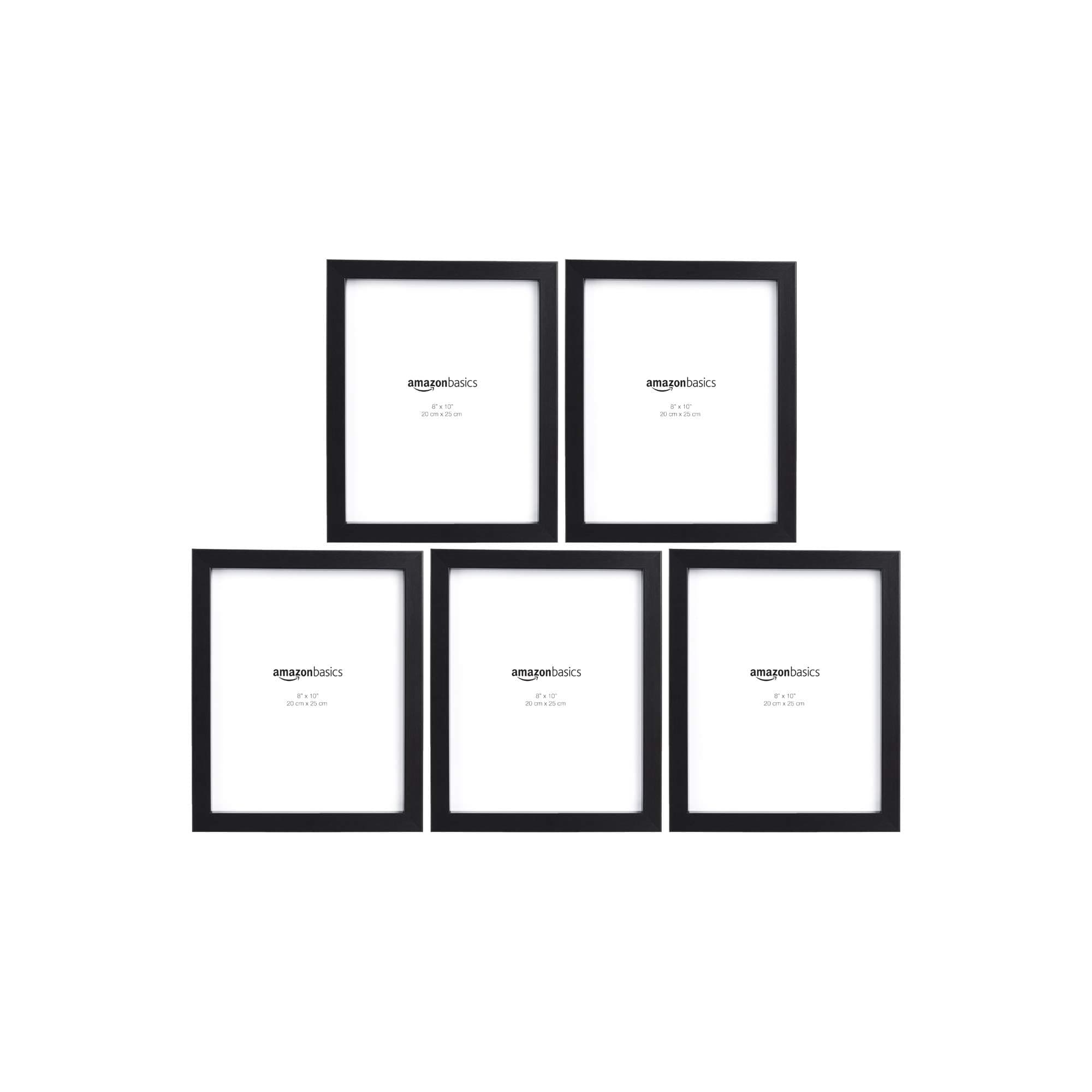 Amazon Basics Rectangular Photo Picture Frame, 20.32 CM x 25.4 CM, Pack of 5, Black