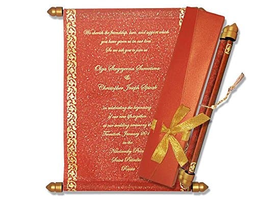 Scroll Invitations, Scroll Wedding Invitations (10 pcs) (Red)