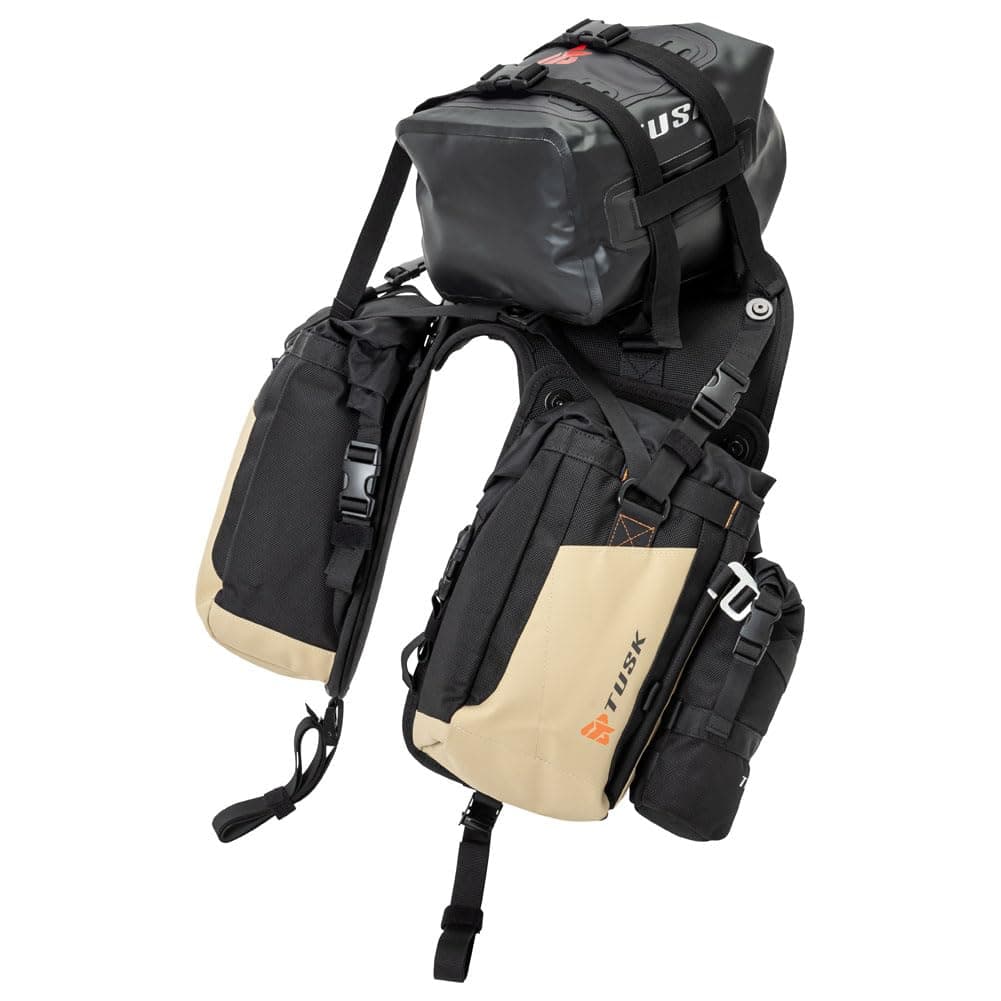 TUSK Excursion Rackless Luggage System w/X-Small Dry Duffel Tail Bag Standard Heat Shield Black/Tan
