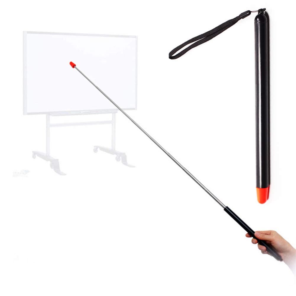 Telescopic Teachers Pointer,Teaching Pointer Stick for Classroom,Metal Hand Retractable Pointer Extended Length 47.2 Inch, Handheld Presenter Whiteboard Pointer (Black)
