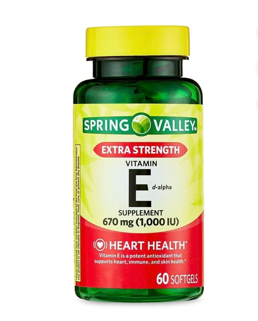 Spring Valley Extra Strength Vitamin E D-Alpha Softgels, 670 mg (1,000 IU), 60 Count