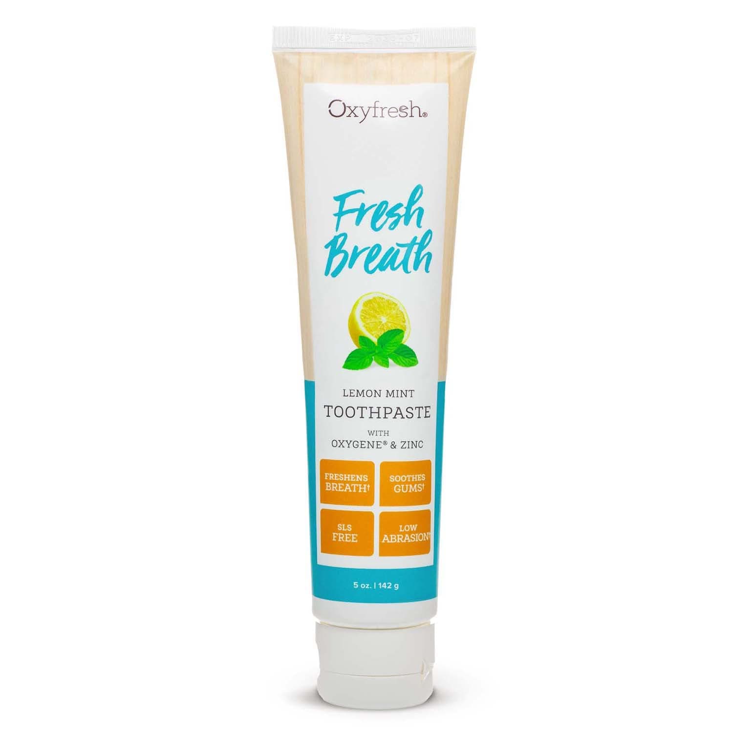 Oxyfresh Maximum Fresh Breath Lemon Mint Toothpaste - Clean Teeth & Fresh Breath - Natural Essential Oils & Natural Xylitol to Help Fight Tartar - SLS & Fluoride Free - 5 oz