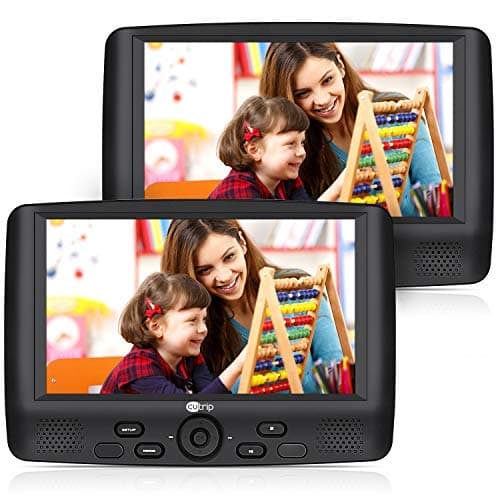 9" Dual Screen Car DVD Players with Headrest Mount Bracket and Rechargeable Battery Support 5 Hours, Sync Screen, Last Memory, USB SD