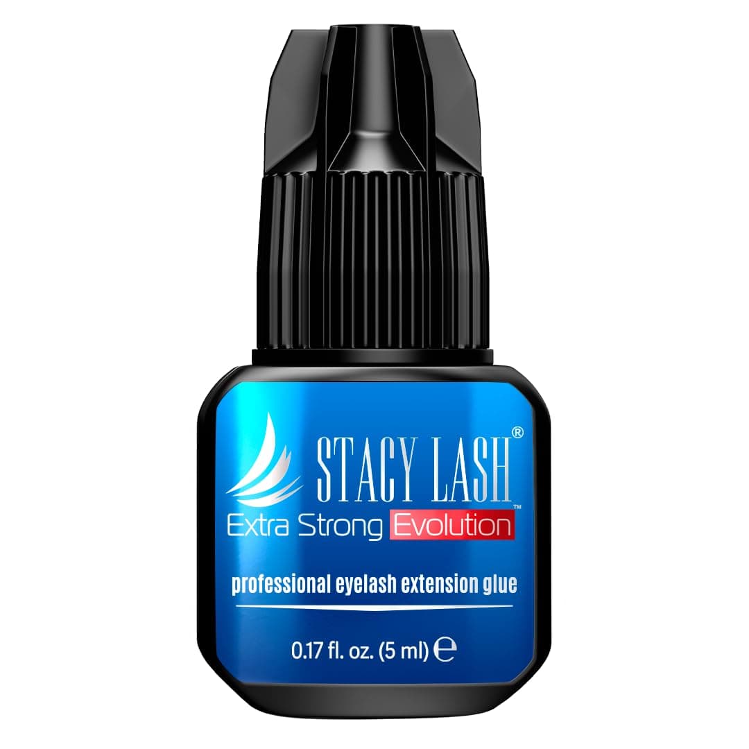 Extra Strong Evolution Eyelash Extension Glue Stacy Lash (0.17fl.oz/5ml)/1-2 Sec Dry/Retention – 8 Weeks/Professional Supplies/Black Adhesive
