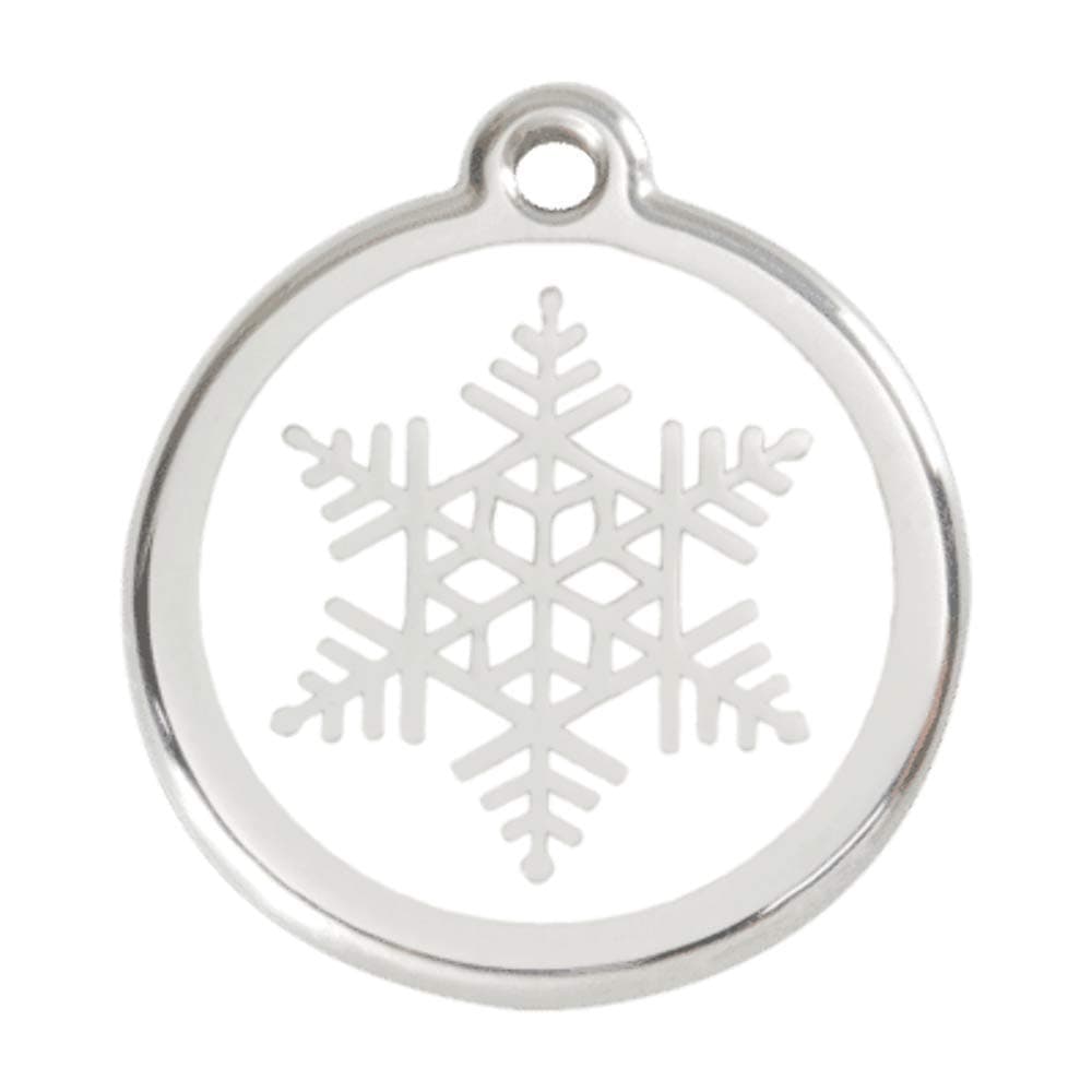 Red Dingo Snowflake Enamel Dog Tag White - Small