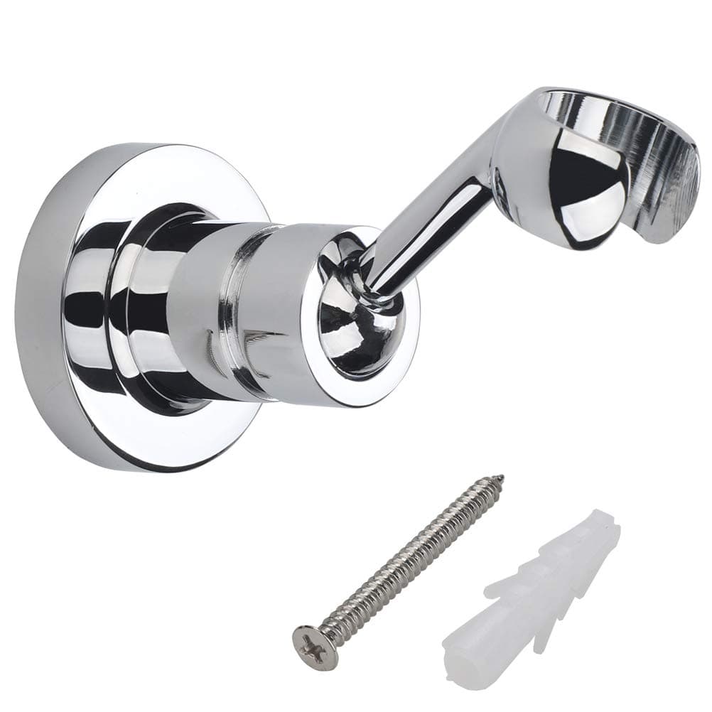 Shower Head Holder - Shower Holder Bracket Copper Wall Mount for Handheld Showerhead and Standard Shower Hose - Chrome Plated 360 Degrees Adjustable