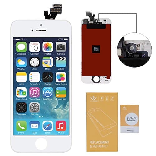 WEELPOWER LCD Touch Screen Digitizer Glass Replacement Assembly for iPhone 5 with Repair Tool (White)