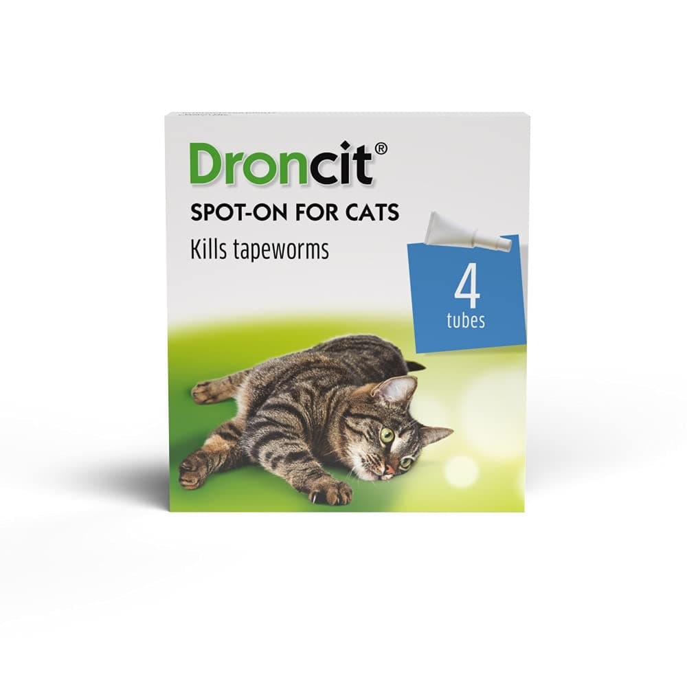 Bayer Droncit Tapewormer 20mg Spot-on solution for Cats from 2.5 to 5 kgs, Pack of 4 Pipettes