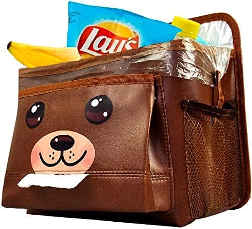 Coolmum Car Garbage Can with Storage Pockets - Garbage Bag Organizer - Car Trash Bag Hanging for Headrest with Strap - Automotive Waste Storage…