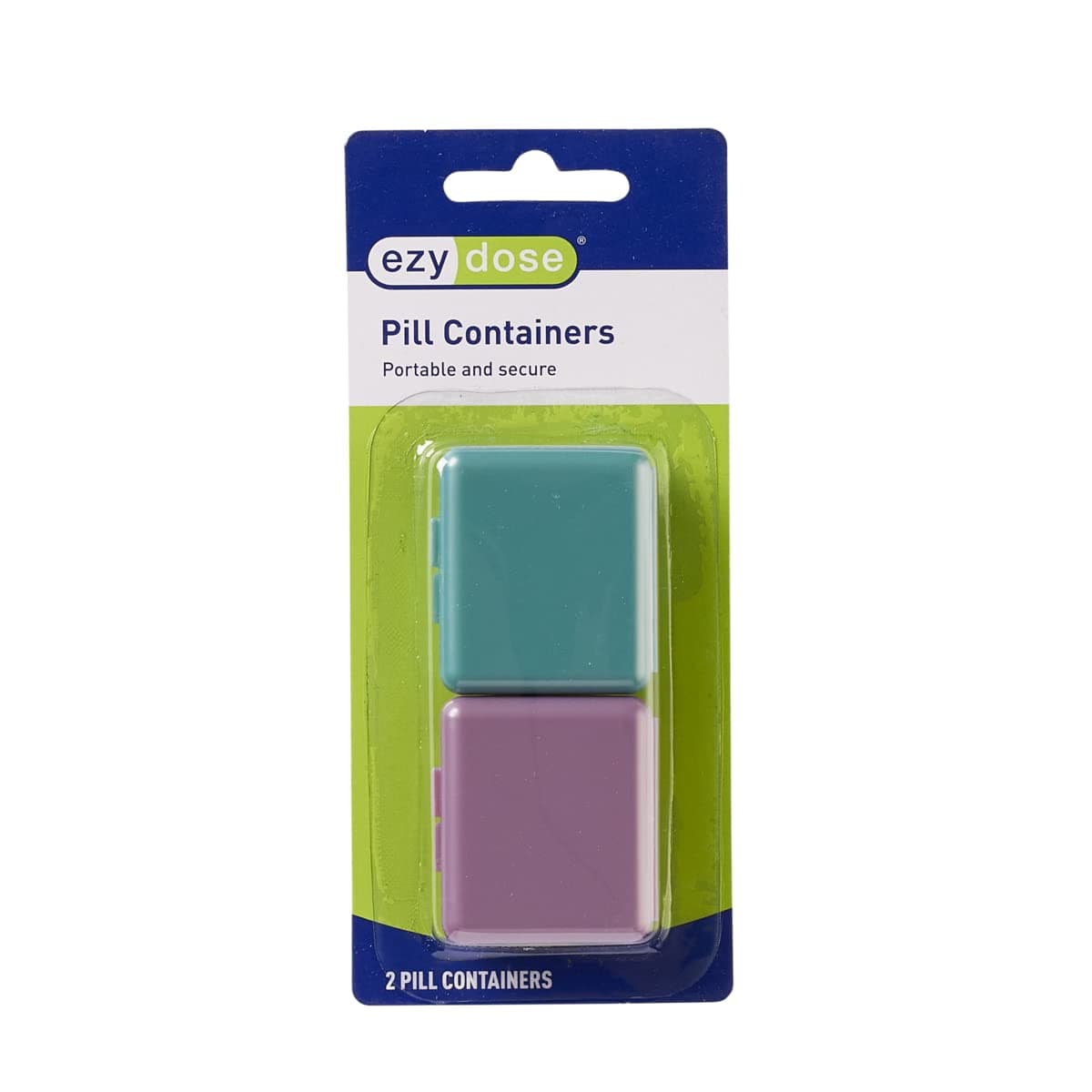 EZY DOSE Daily Travel Pocket Pharmacy Pill Organizer, Small Vitamin Organizer, Compact Medicine Container, Travel Friendly, Portable Pill Box, Colors May Vary, 2-Pack, BPA Free