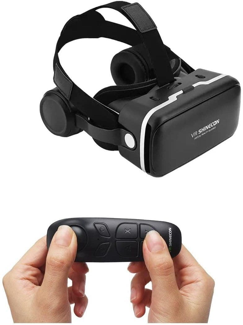 HD Virtual Reality Headset w/Controller/Gamepad,VR Headsets for iPhone/Android (Smart Glasses, Black)