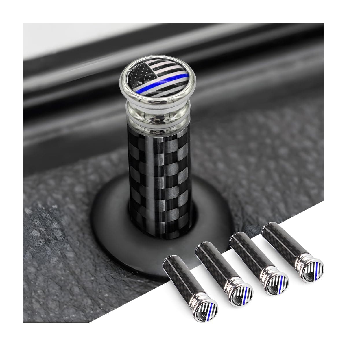 Moly Magnolia 4PCS Car Door Lock Knobs, Carbon Fiber Auto Door Lock Pin Cover, Vehicle Door Pull Pins, Door Bolt Decorative Modification Cover, Car Decor Accessories for SUV, Truck, Van (C Style)