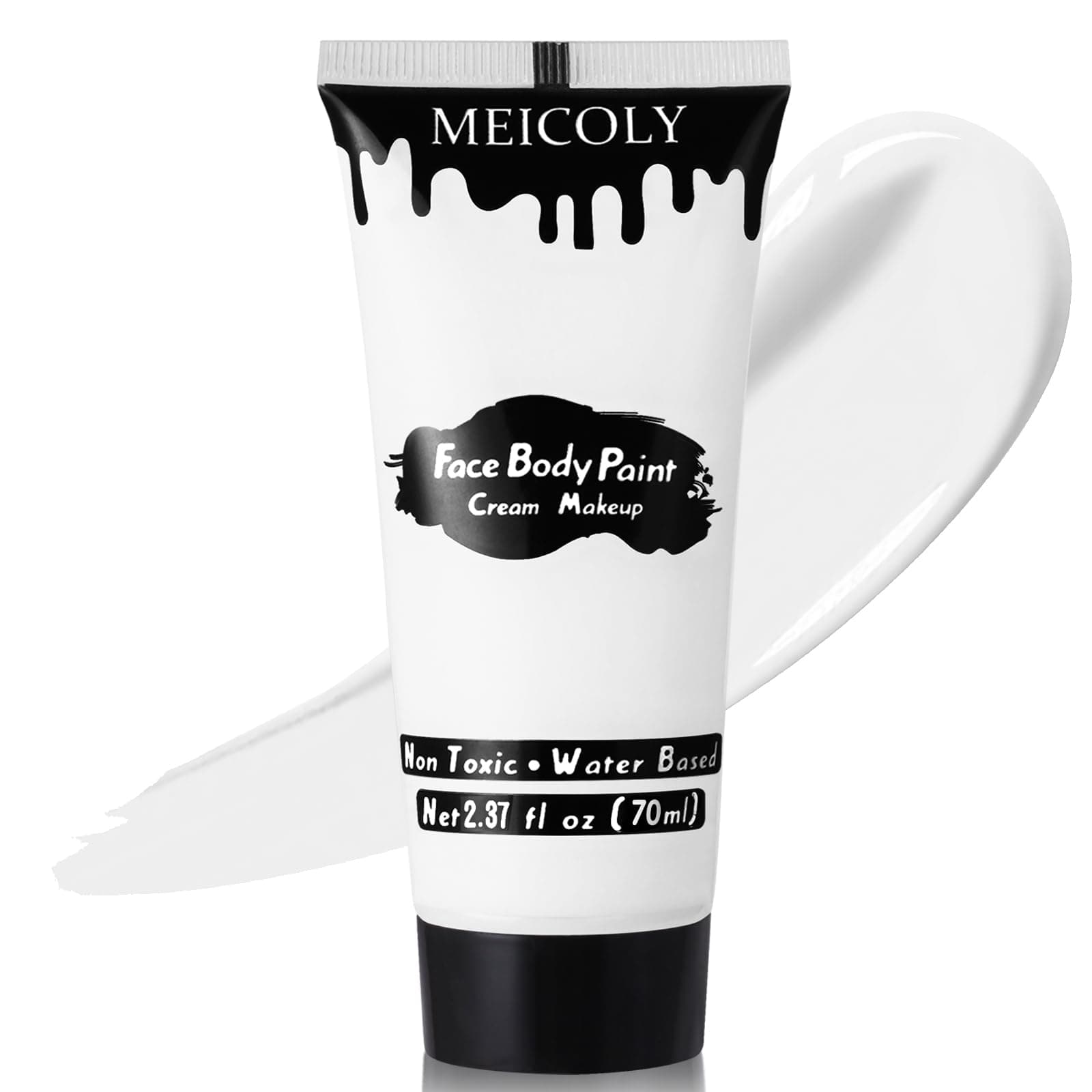 White Cream Face Body Paint,2.37Oz Large Tube Clown White Makeup,Water Based Full Body Paint for Adults and Kids,Halloween SFX Skull Joker Zombie Vampire Skeleton Goth Cosplay Mime Makeup