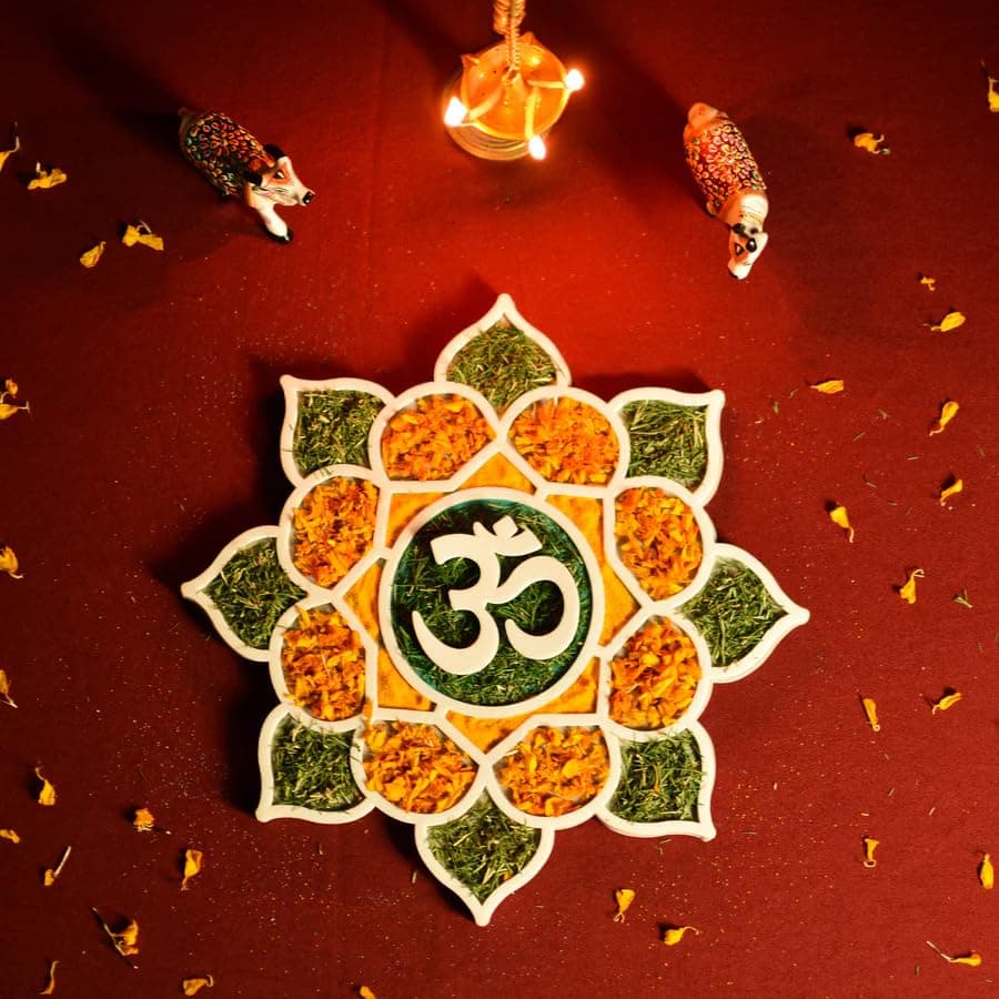 Reusable Rangoli Making Tools Kit Rangoli Stencils Template Mat Wooden Island Rangoli for Floor Pooja Room Diwali Home Decoration Items - Rangoli Stencil (12 Inch)