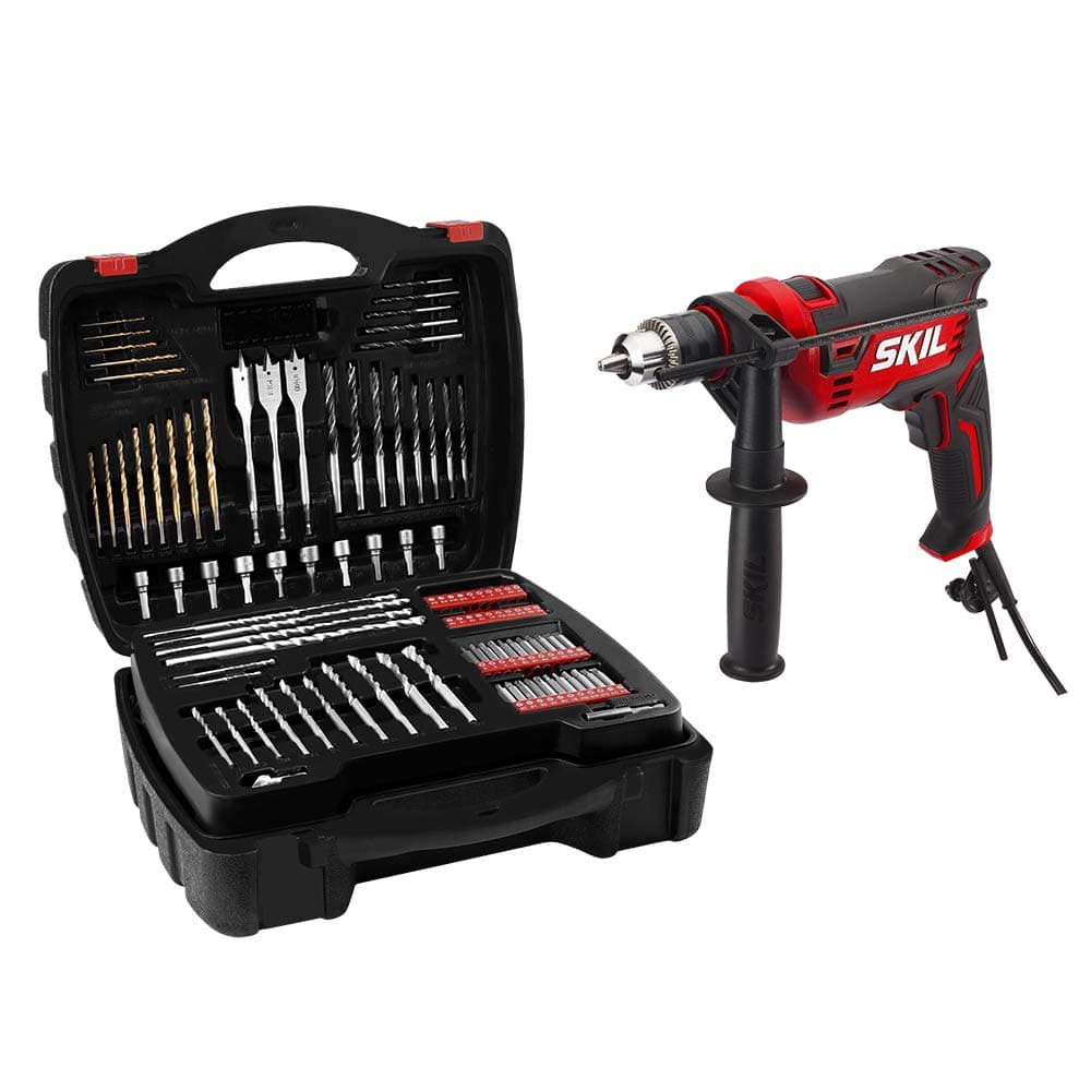 7.5 Amp 1/2-in Corded Hammer Drill with 100pcs Drill Bit Set With Variable Speed- HD182002