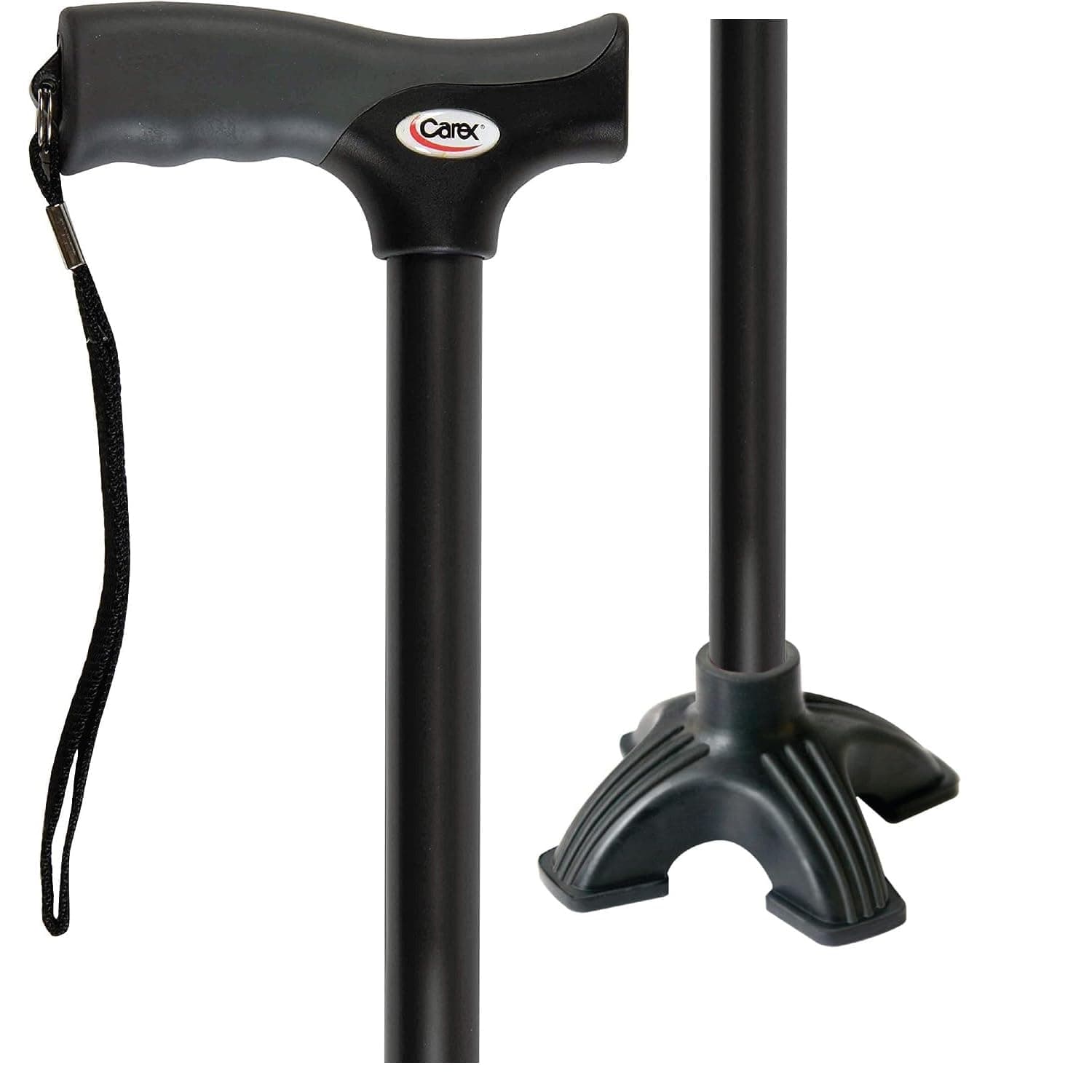 Carex Soft Grip Walking Cane with Pivot Cane Tip, Black - Height Adjustable Cane with Wrist Strap - Latex Free Soft Cushion Handle, Black Cane, Walking Cane for Women and Walking Cane for Men