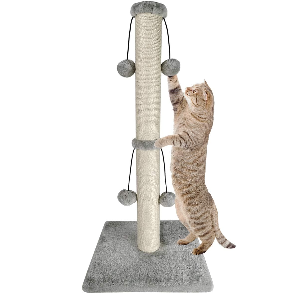 74cm Tall Cat Scratching Post, Scratch Post for Large Cats with 4 Teasing Hanging Ball, Natural Sisal Rope (Vertial Tree)
