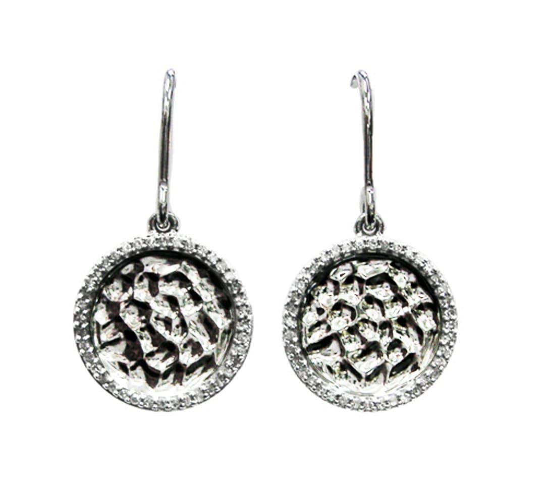 OWC Sterling Silver Hammered Disc Earring W. Dia