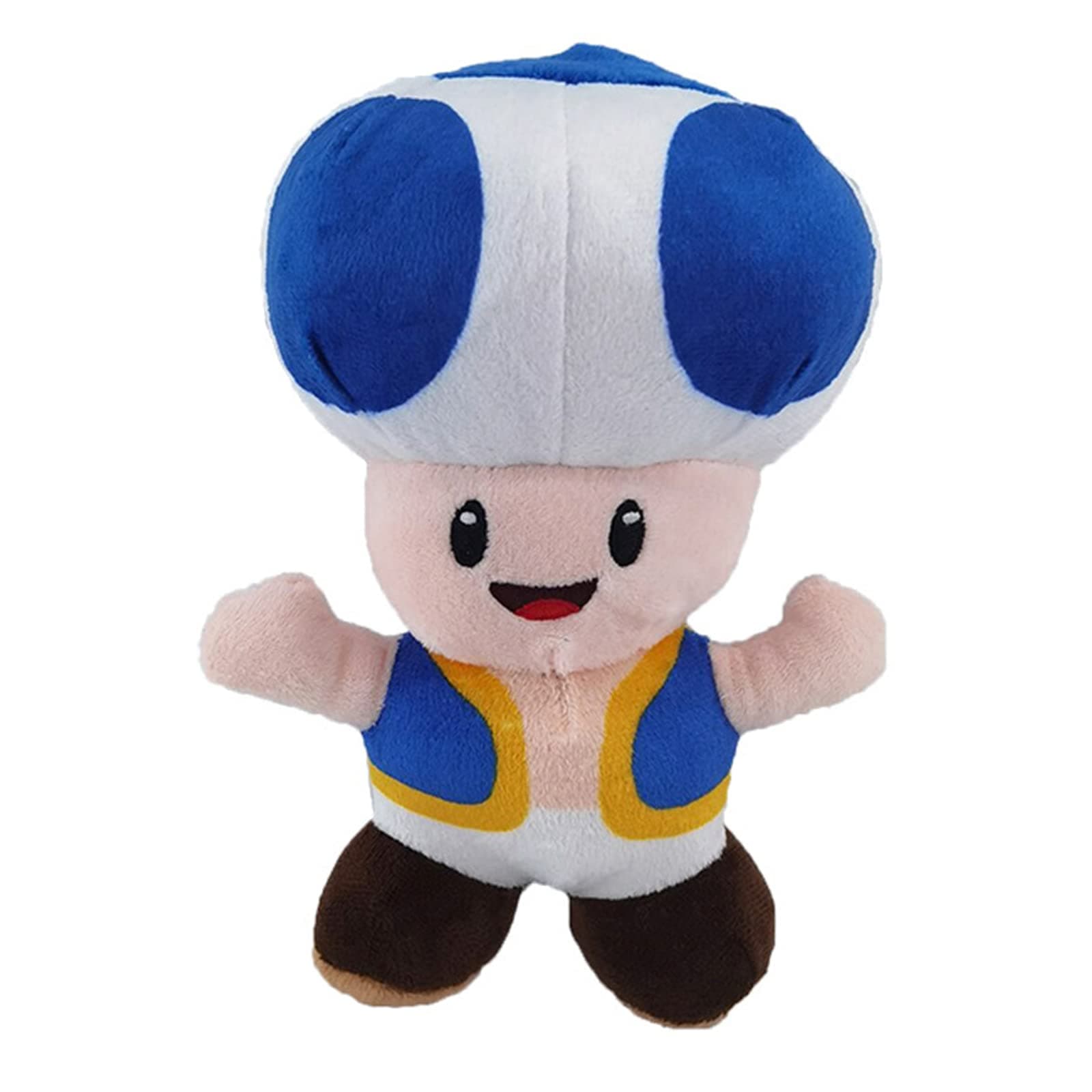 Mushroom Blue Toad Plush Standing Position, Cuddly Cartoon Game Stuffed Toy Doll 8"
