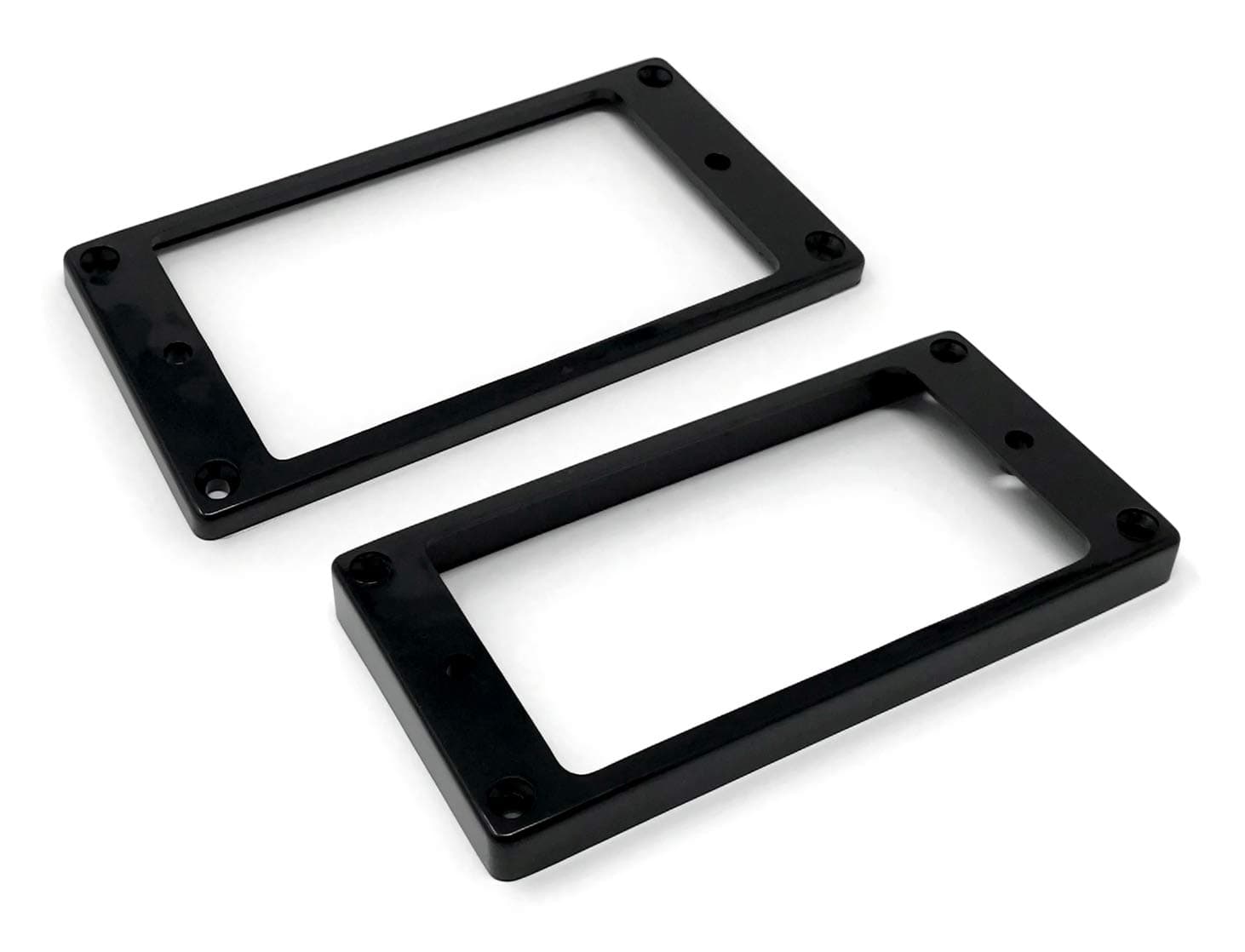 Black Flat Bottom Humbucker Pickup Mounting Ring Set (Bridge & Neck) compatible with Epiphone Guitars HR1300F-BLK