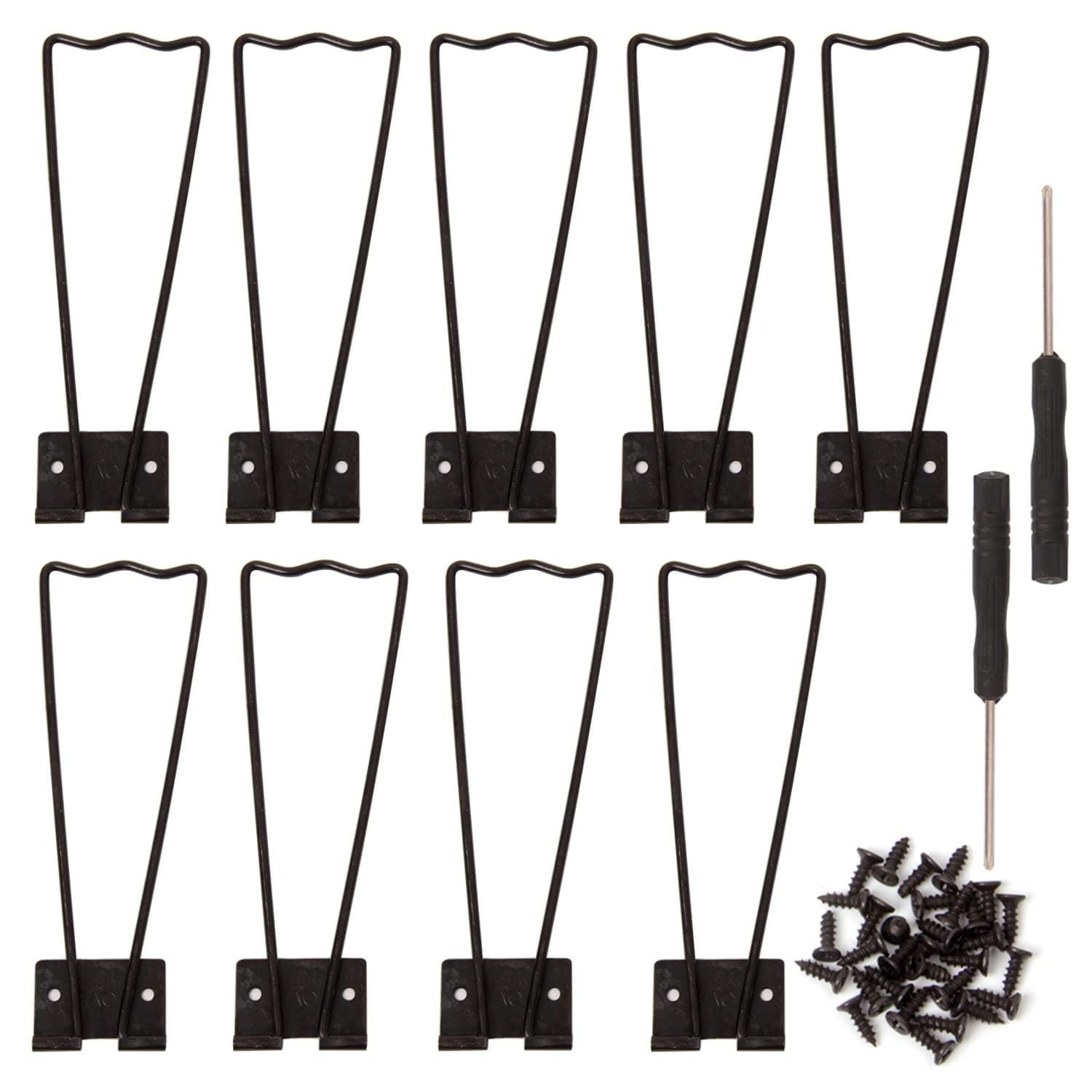 10 Pieces Black Easel Back Iron Photo Frame Easel Back Stand Picture Frame Easel Back with 30 Pieces Screws and 2 Pieces Screwdriver for Photos Pictures Frames