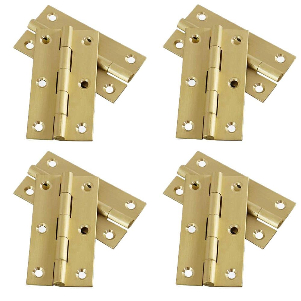 BTMB 8 Pcs 2.5'' Brass Mini Cabinet Drawer Butt Hinges Folding Hinges for Furniture Cupboard
