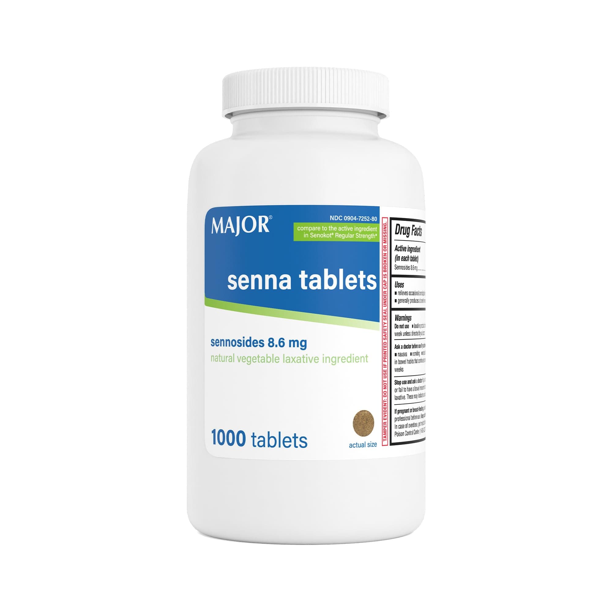 Senna 8.6 mg Natural Vegetable Laxative Tablets - Made with Sennosides - 1000-Count (1-Pack)