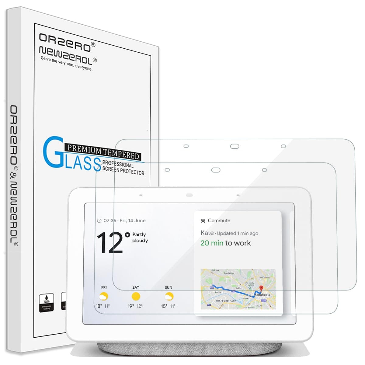 Orzero (2 Pack) Tempered Glass Screen Protector Compatible for Google Home Hub/Nest Hub 7 Inch, 9 Hardness HD Anti-Scratch Full-Coverage