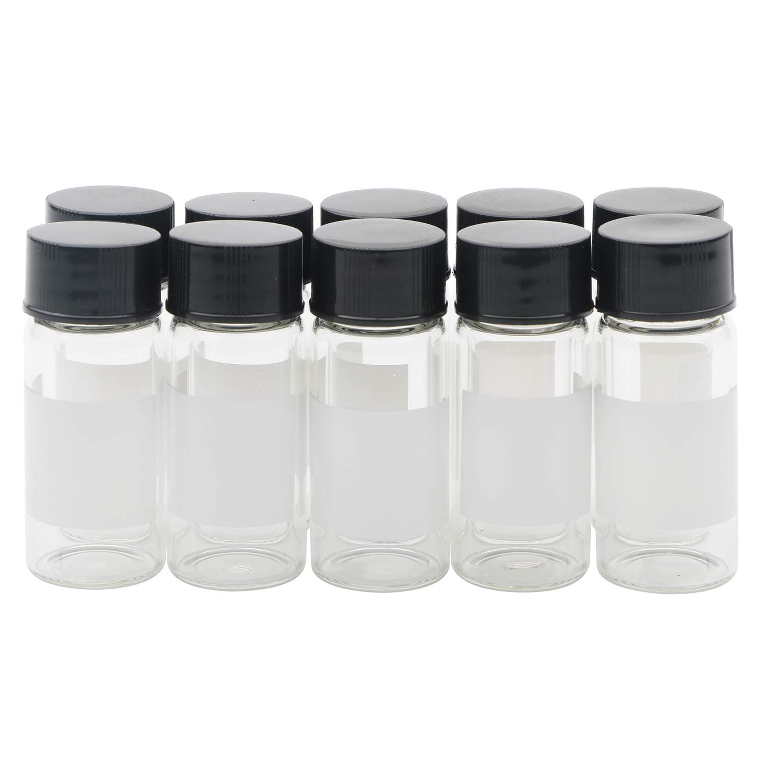 Kesell 10ml Small Clear Glass Bottle Liquid Sampling Sample Glass Vials with Writing Label and Screwcap, Pack of 10 Portable Travel Size Sample Storage