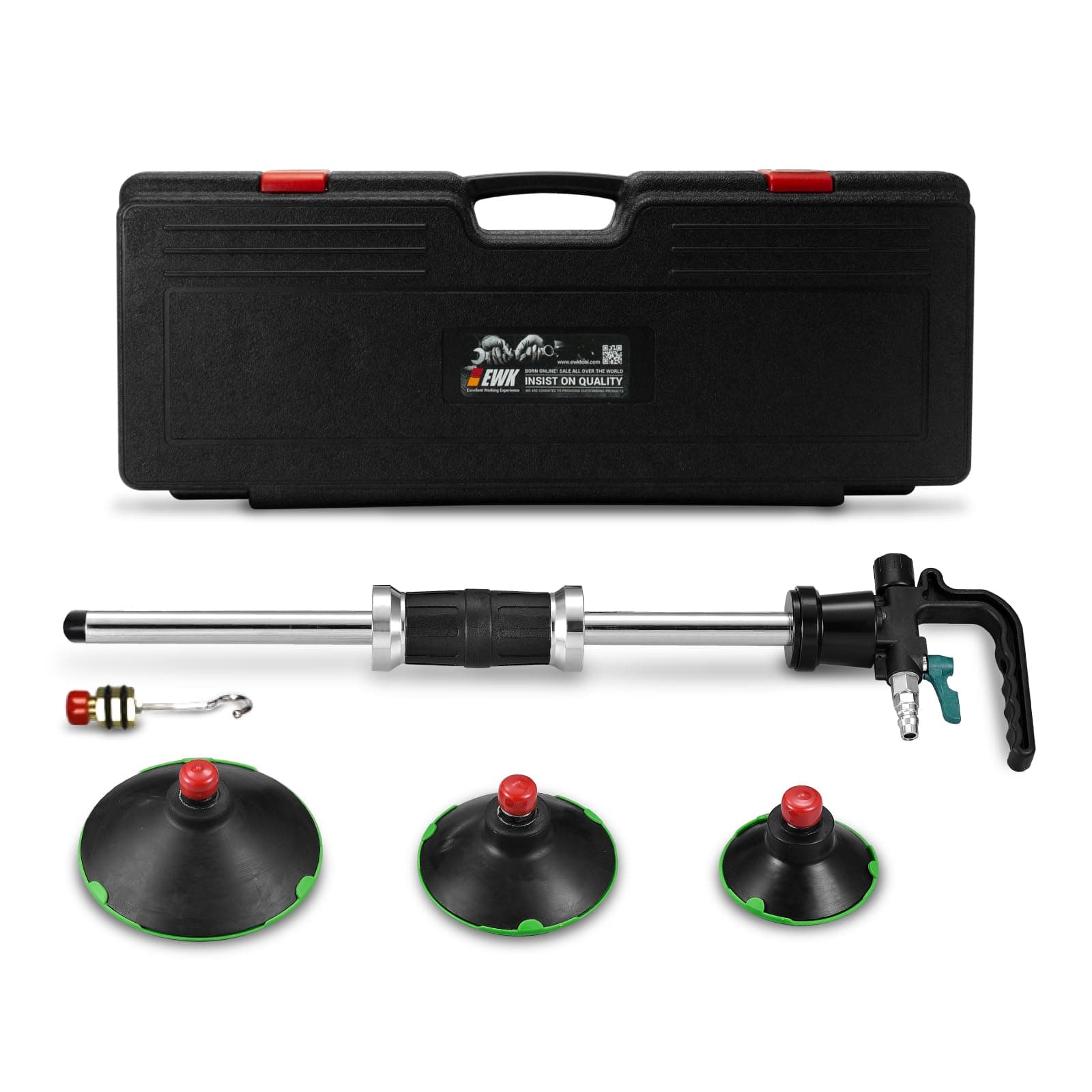 EWK Klutch Pneumatic Slide Hammer Dent Puller Air Suction Cup Paintless Car Body Repair Kit + CASE