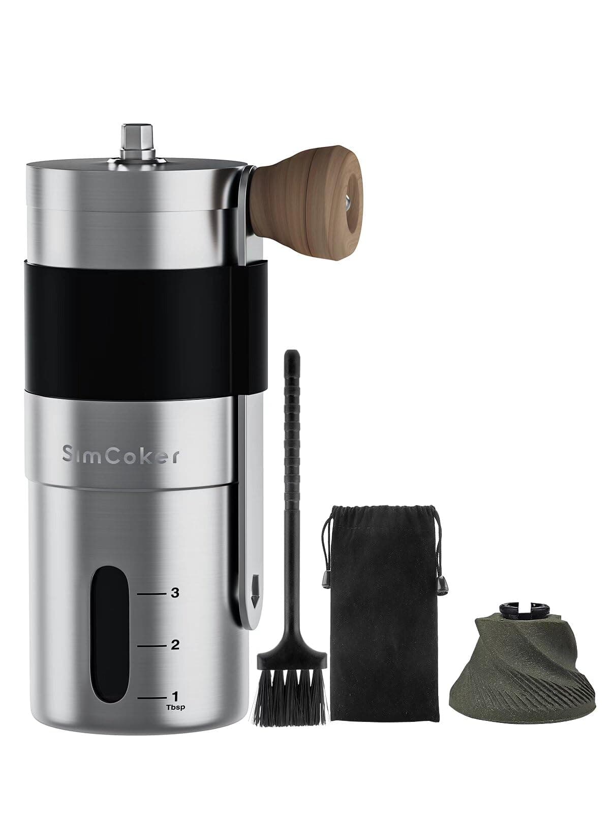 Manual Coffee Grinder,Ceramic Burr,Mini Hand Coffee Bean Mill with 20g Capacity,Adjustable Grind Setting,Portable Size for Camping,304 Stainless Steel